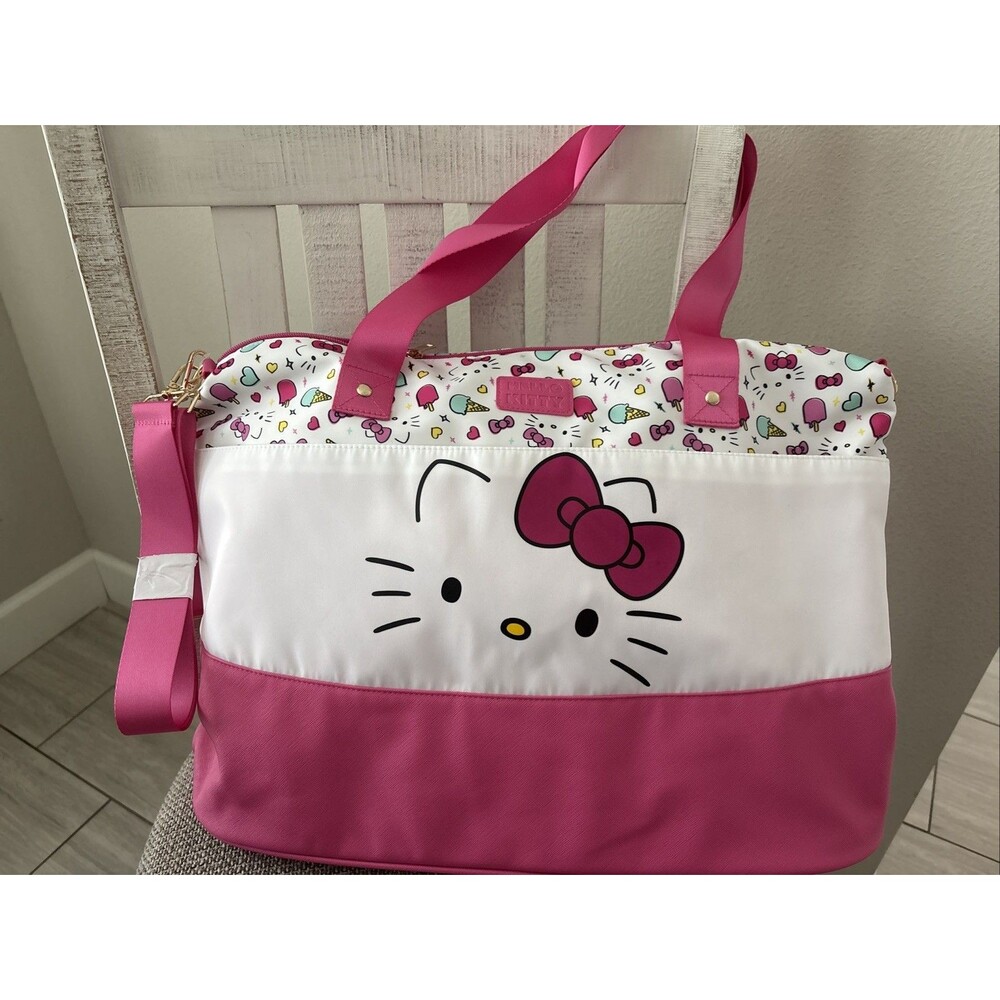 Sanrio Hello Kitty Pink Duffel Bag Carry On Travel Pink Tote NEW